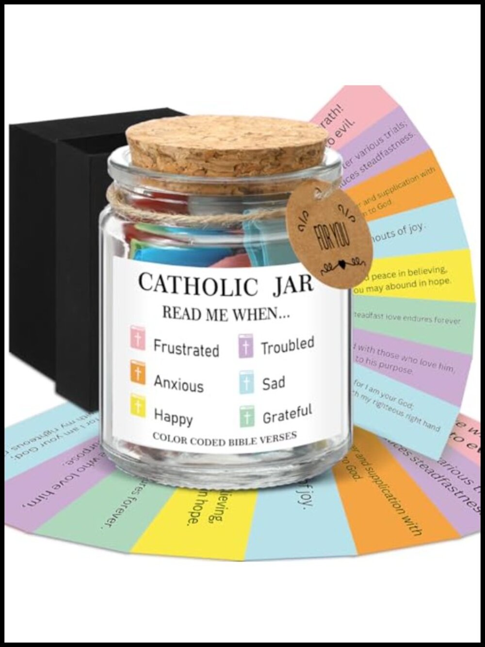 Catholic Bible Verse Jar with Color Coded Scripture Cards